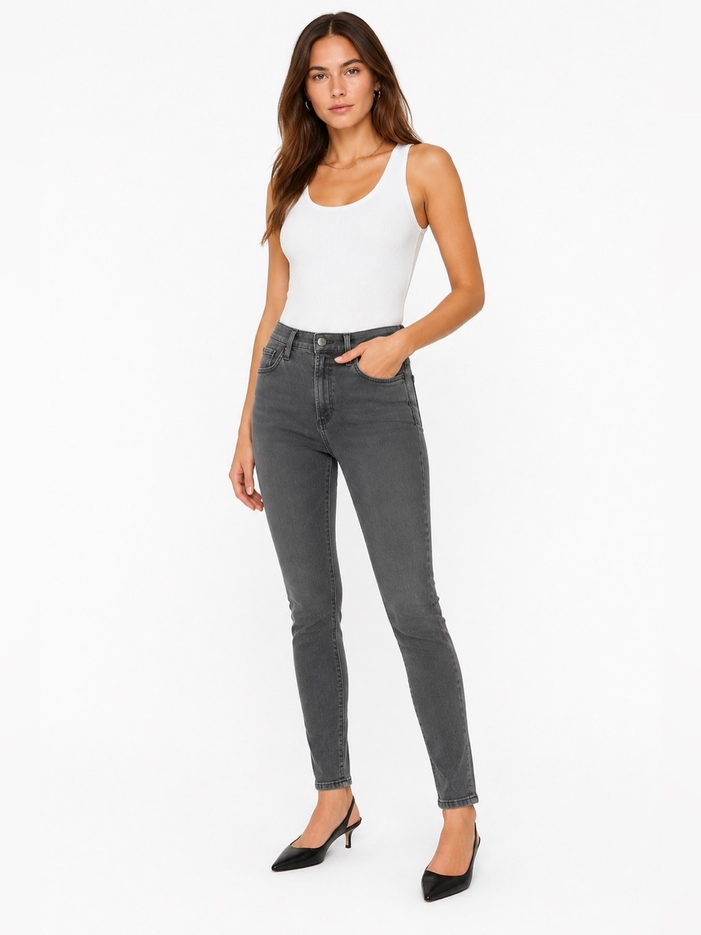 Agolde Los Angeles Premium Sophie High Rise Skinny in Faded Black